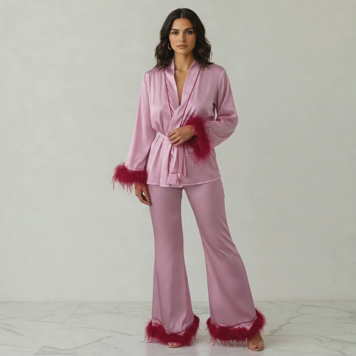 Rose Feather Kimono Set